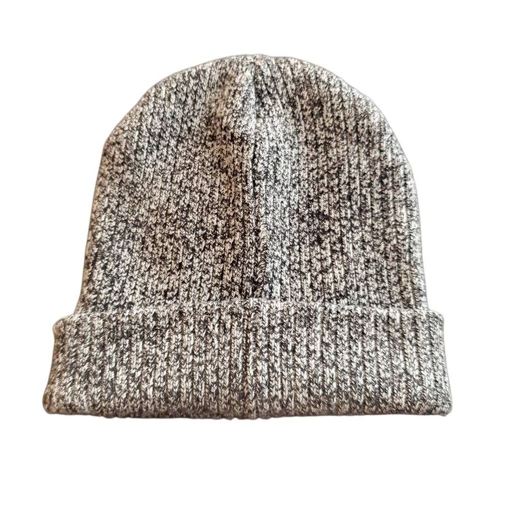 Time and True Ribbed Knit Black White Gray Space Dye Cuff Beanie Hat One Size‎
